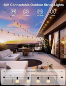 RTTY Outdoor String Lights 50 FT Globe LED Patio Lights with G40 Plastic Bulbs,Waterproof Shatterproof Dimmable Connectable Hanging for Backyard Porch Balcony Party Cafe Deck Decor by CozyNest Decor
