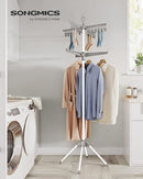 SONGMICS 2-Tier Clothes Drying Rack, 72-Inch Folding Laundry Drying Rack with 3 Rotatable Arms for Hangers, 24 Clips, Stainless Steel, for 27 Pieces of Clothes, Gray and White ULLR512G01 by TinyTreasures Baby Boutique