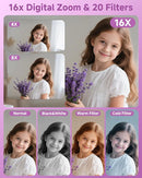 Digital Camera, 44MP FHD 1080P, 16X Zoom, 32GB SD Card, Compact Camera for Kids Teens Adults, Purple by TinyTreasures Baby Boutique