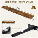 Fun Memories 55 Inch Fireplace Mantel Shelf -Long Floating Shelves, Deep Wall Mounted Farmhouse Display Shelves with Invisible Heavy Duty Metal Bracket, Brown, 2 Pack by CozyNest Decor