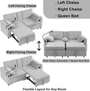 70" Queen Size Sofa Bed for Living Room – Pull-Out Sleeper Sofa Couch with Cup Holder, Phone Holder, USB Charging Port, Solid Wood Frame, Easy Assembly, Space-Saving Design for Small Apartments by CozyNest Decor
