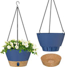 ZMTECH 8 Inch Hanging Planters for Indoor Plants, Hanging Baskets for Plants Outdoor with Visible Water Level, Hanging Flower Pots with Drainage Holes & Removable Tray(2 Pack, Blue) by CozyNest Decor