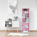 Furinno 5-Tier Reversible Color Open Shelf Bookcase , White/Pink 11055WH/PI by TinyTreasures Baby Boutique