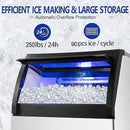 Commercial Ice Maker 250Lbs/24H Under Counter Ice Machine with 77Lbs Storage Bin, 90 Ice Cubes in 11Min, Stainless Steel Freestanding Ice Making Machine for Business, Water Filter and Scoop Included by CozyNest Decor