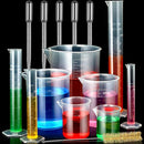moveland Plastic Graduated Cylinders and Beakers with 5 Pipettes, 10ml 25ml 50ml 100ml Cylinders, 50ml 100ml 250ml 500ml 1000ml Beakers, Ideal for DIY and Kids Science Lab by TinyTreasures Baby Boutique