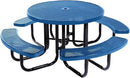 Coated Outdoor Furniture Heavy-Duty Portable Outdoor Picnic Table with Umbrella Hole, Punched Steel Commercial-Grade Patio Dining Furniture Made in America (46" Round Top, Textured Light Blue) by GreenHaven Gardens