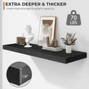 Fun Memories Floating Shelves - 2 Pack 12 Inch Rustic Wooden Wall Shelves - Extra Deeper & Thicker Wall Mounted Storage Shelf for Living Room, Kitchen, Farmhouse - 36" W x 12" D x 1.8"H - Rustic Black by CozyNest Decor
