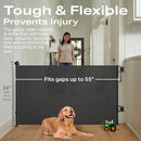Cumbor 2-Pack Retractable Baby Gates for Stairs, 55" Wide Soft Mesh Pet Gate for Dogs with One Hand Opening, 34" Tall Toddler Gate with Top Lock for Bedroom, Doorways, Indoor/Outdoor, Black by TinyTreasures Baby Boutique