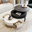 Modern Round Lift-Top Nesting Coffee Tables With 2 Drawers by HouseOfZazla