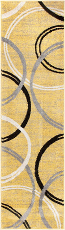 Rugshop Modern Wavy Circles Design Runner Rug 2' x 10' Yellow by TinyTreasures Baby Boutique