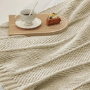 Amélie Home Chenille Knit Throw Blanket for Couch, Chevron Texture Decorative Soft Blanket for Sofa, Bed & Chair, 50"x60", Beige by CozyNest Decor