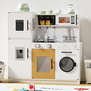 Babytronic Wooden Kitchen Playset for Kids, Interactive Play Kitchen with Lights & Sounds, Children Pretend Toy Kitchen Set with Faucet, Oven, Microwave, Kitchenware for Toddlers Ages 3+ (White) by TinyTreasures Baby Boutique