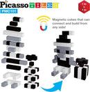 PicassoTiles 101pc Magnetic Puzzle Cube Set Black and White 1 Inch Construction Blocks STEM Educational Toy for Kids Age 3 Plus Sensory Learning Kit with Idea Book for Building and Creativity PMC101 by TinyTreasures Baby Boutique