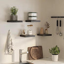 Square Floating Shelves for Wall, 10" W x 10" D x 1.2" H, Small Wooden Wall Mounted Display Shelves with Invisible Brackets for Living Room, Bedroom, Bathroom, Kitchen Decor, Set of 4, Black by CozyNest Decor