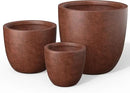 Kante 18",14",10" Dia Concrete Round Planters (Set of 3), Outdoor Indoor Large Planter Pots with Drainage Hole and Rubber Plug for Home Patio Garden, Rusty by GreenHaven Gardens