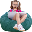 2 Pcs Classic Bean Bag Chair, with Faux Rabbit Fur Cover for Teens and Kids, Memory Foam Bean Bag Chairs, Ultra Soft Faux Fur Fabric, 2.5 feet Round Fluffy Bean Bag Sofa by TinyTreasures Baby Boutique