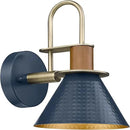 HWH Rustic Wall Sconces, Industrial Sconce Wall Lighting Indoor Wall Lamp, Gooseneck 1-Light Barn Vanity Light for Bathroom Bedroom Bedside, Hammered Metal Shade, Navy Blue Finish, 5HZG74B BL+BG by CozyNest Decor