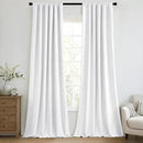MIULEE 100% Blackout Curtains 108 Inch Long 2 Panels Set for Bedroom, Thick Faux Linen Black Out Curtain Room Darkening Back Tab Pleat Window Textured Drapes with Hooks for Living Room, Bright White by CozyNest Decor
