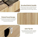 QUW Fluted Dresser for Bedroom with 6 Drawers, 47.2" Wide Modern Chest of Drawers with Metal Handle, Wooden Dresser TV Stand and Closet Clothes Storage Organizer for Living Room, Hallway, Natural Oak by CozyNest Decor
