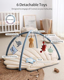 Blissful Diary Shell Baby Play Gym Mat, Softer & Enlarged Tummy Time Mat w 6 Detachable Toys for Sensory & Motor Skill Development, Activity Mat for Newborn Essentials Shower Gift, Boho Ocean Theme by TinyTreasures Baby Boutique