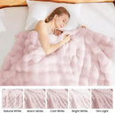 Latepis Faux Fur Twin Blanket Plush Light Pink 60x80 Inch Cute Fluffy Warm Bubble Blankets for Couch Bedroom Soft Blankets for All Seasons Cozy Blanket for Woman Gift, 860gsm by CozyNest Decor