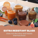 BEABA 6 Pack Glass Baby Food Jars with Soft Silicone Air Tight Lids, 8 oz Glass Storage Containers with Lids, Microwave and Freezer Safe Containers, Sunrise by TinyTreasures Baby Boutique