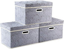 PRANDOM Collapsible Storage Boxes with Lids Fabric Decorative Storage Bins Cubes Organizer Containers Baskets with Cover Handles Divider for Bedroom Closet Living Room 14.9x9.8x9.8 Inch 3 Pack by TinyTreasures Baby Boutique