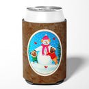 Snowman with Pug Winter Snowman Can or Bottle Hugger Cooler Sleeve for Standard 12 oz Cans, Insulated Foam Beer & Soda Can Hugger Reusable