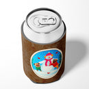 Snowman with Pug Winter Snowman Can or Bottle Hugger Cooler Sleeve for Standard 12 oz Cans, Insulated Foam Beer & Soda Can Hugger Reusable