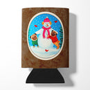 Snowman with Pug Winter Snowman Can or Bottle Hugger Cooler Sleeve for Standard 12 oz Cans, Insulated Foam Beer & Soda Can Hugger Reusable