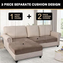 PrinceDeco Sectional Couch Covers 3 Pieces Velvet Sofa Covers L Shape Soft Couch Covers for Sectional Sofa Corner Sofa Cover Couch Cover for Dogs Washable (2 Seater + 1 Chaise,Taupe) by CozyNest Decor