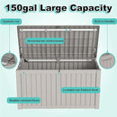 150Gal Outdoor Deck Box Waterproof, Lager Patio Storage Box Indoor and Outdoor Use, Lockable Resin Storage Bin for Patio Furniture Cushions Garden Tools, Package Delivery,UV Resistant-Grey by CozyNest Decor