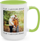 Personalized Coffee Mug – Custom Photo, Text, or Logo Ceramic Mug Tea Cup | Taza Personalizada with Picture or Message | Customized Gift Idea for Men & Women, Mom, Dad, Friends - White/Green | 15oz by TinyTreasures Baby Boutique