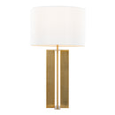 Cosmo 28" Glam Metal Table Lamp in Antique Brass and White Linen