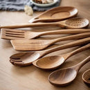 Gudamaye 13 inch Long Wooden Spoons for Cooking,Wooden Utensils for Cooking with Utensils Holder,9 PCES Wooden Kitchen Utensils Set with Utensils Holder and Spoon Rest,Natural Teak Wooden Spoons Set by CozyNest Decor