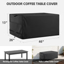 Patio Coffee Table Cover Black Heavy Duty Waterproof Cover 46" L x 26" W x 13" H for Rectangular Coffee Table by GreenHaven Gardens