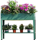 Raised Garden Bed, Elevated Planter Green Metal Plant Box with Legs Standing Garden Stand Drainage Holes Green (Green 40" L x 11" W x 31" H) by GreenHaven Gardens