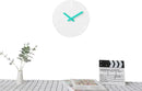 Stephanie Imports Modern Minimalist Hiding White & Teal Green Silent Wall Clock by CozyNest Decor