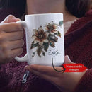 Customized Name Coffee Cup, Custom Steampunk Floral Design Cup, Personalized Flower Lover Ceramic Cup 11oz, White Mug Gift For Floral Enthusiasts, Steampunk Flower Cup For Birthday by CozyNest Decor