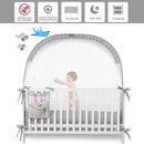Baby Safety Crib Tent Infant Pop up Mosquito Net Nursery Bed Canopy Netting Cover - Keep Baby from Climbing Out with Hanging Diaper Storage Bag (Gray) by TinyTreasures Baby Boutique