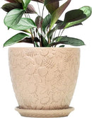 10inch Retro Ceramic Planter with Drainage Hole and Saucer for Multiple Plants, Indoor-Outdoor Garden Pots for Succulent, Orchid, and Flower (Fits Inner Pots Up to 9 Inch, Retro Peach) by CozyNest Decor