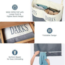 The Fine Living Co. X-Large Two Compartments Hanging Laundry Hamper with Over Door Hooks, Durable Space Saving Laundry Bag Storage with Bottom Zipper, Wide Open Top Dark/Light Compartment(25"x10"x31") by CozyNest Decor