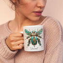 Unique Mechanical Insect Art Ceramic Cup, Personalized Steampunk Beetle Design Coffee Mug 11oz, Custom Name White Mug For Science Fiction Enthusiasts, Customized Insect Ceramic Mug by CozyNest Decor