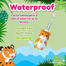 brush-baby WildOnes™ Rechargeable Kids Electric Toothbrush – Toby Tiger | Flashing Lights, 2-Min Timer, Waterproof, 3 Brush Heads | Toddler & Child Toothbrush Ages 0-10 | Soft Bristles by TinyTreasures Baby Boutique