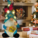 Garden Gnome Statues Outdoor Decor Solar Gnomes with Butterfly on LED Lighted Flowers, Resin Blue Gnomes Sculpture for Patio Yard Lawn Onament Decoration by GreenHaven Gardens