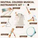 Baby Musical Instruments | Montessori Wooden Toys for Toddlers, Neutral Color Percussion Instruments Set with Modern Boho Xylophone Tambourine, Educational Musical Toys for Boys Girls 3+ by TinyTreasures Baby Boutique