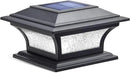 SIEDiNLAR Solar Post Lights Outdoor Glass LED Fence Cap Light 2 Modes for 4x4 5x5 6x6 Posts Deck Patio Garden Decoration Warm White/Cool White Lighting Black (1 Pack)