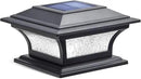 SIEDiNLAR Solar Post Lights Outdoor Glass LED Fence Cap Light 2 Modes for 4x4 5x5 6x6 Posts Deck Patio Garden Decoration Warm White/Cool White Lighting Black (1 Pack) by GreenHaven Gardens