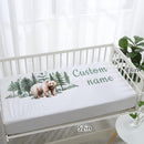 Personalized Baby Crib Bedding Set, 5-Piece Brown Bear Design Baby Crib Sets with Custom Name, Toddler Double Layer Blanket Fitted Sheets Changing Pad Cover Rug Wall Art Set, Charming Nursery Decor by TinyTreasures Baby Boutique
