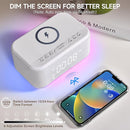 Alarm Clock Speaker Wireless Charger, Digital Alarm Clocks Bedrooms Bluetooth, Alarm Clock Dimmable Light Bedrooms Dual Alarm Snooze Dimmer 12 24H RGB Night Light Bluetooth USB AUX, White by TinyTreasures Baby Boutique